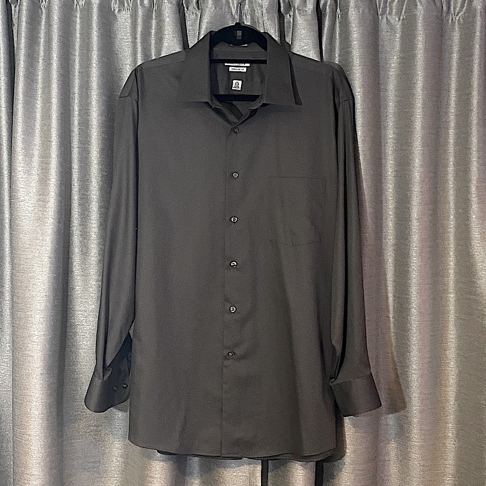 Van Heusen Lux Sateen Dark Gray Dress Shirt